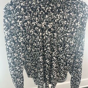 LOFT Black and White Floral Blouse